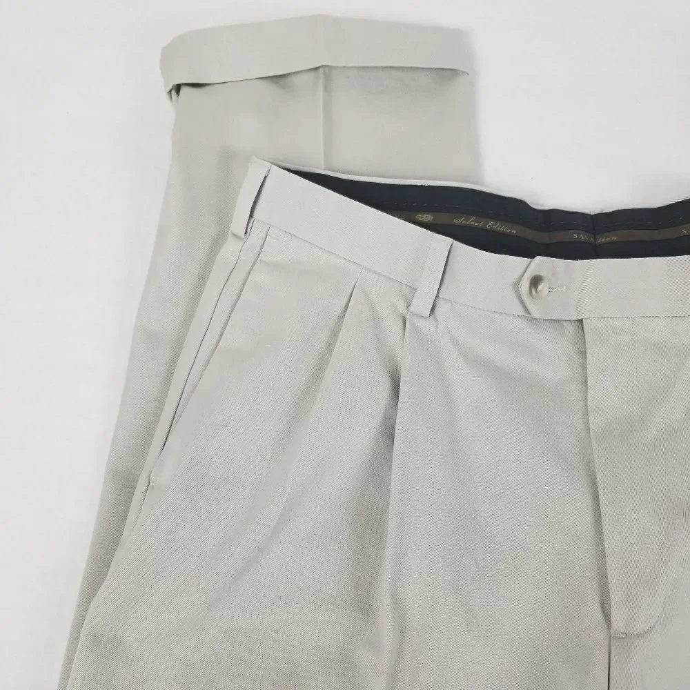 Savane Select Edition Light Khaki Cotton Dress Pants‎ Size 38/30